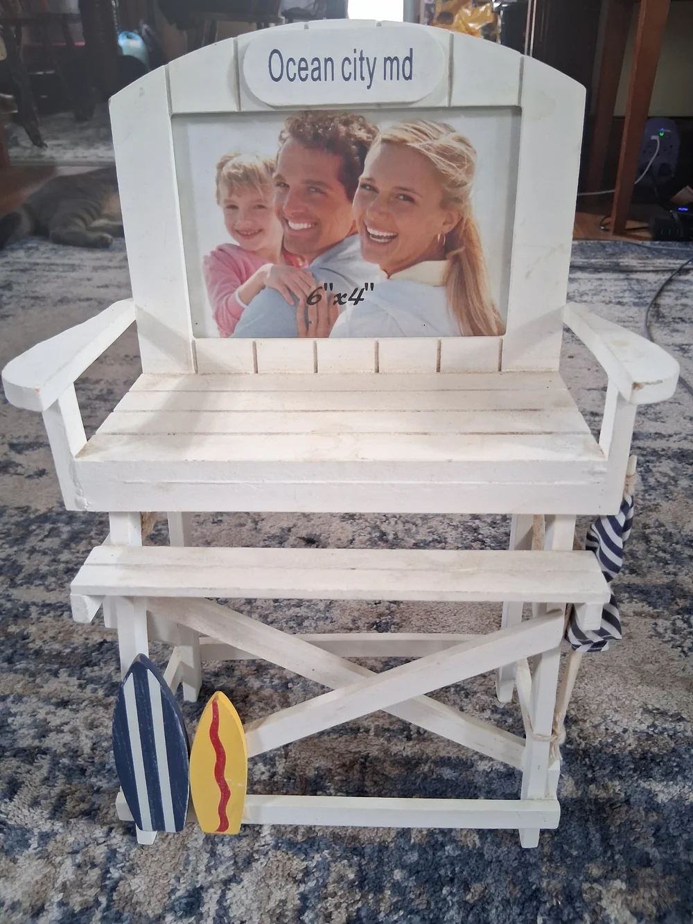 Coastal White Chair Photo Frame with Surfboard Accents